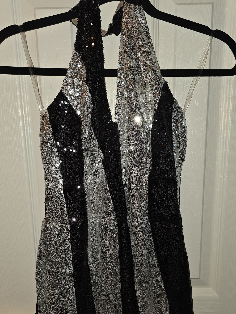 Unique Vintage/Smak Parlour Black and Silver Sequin Halter Dress